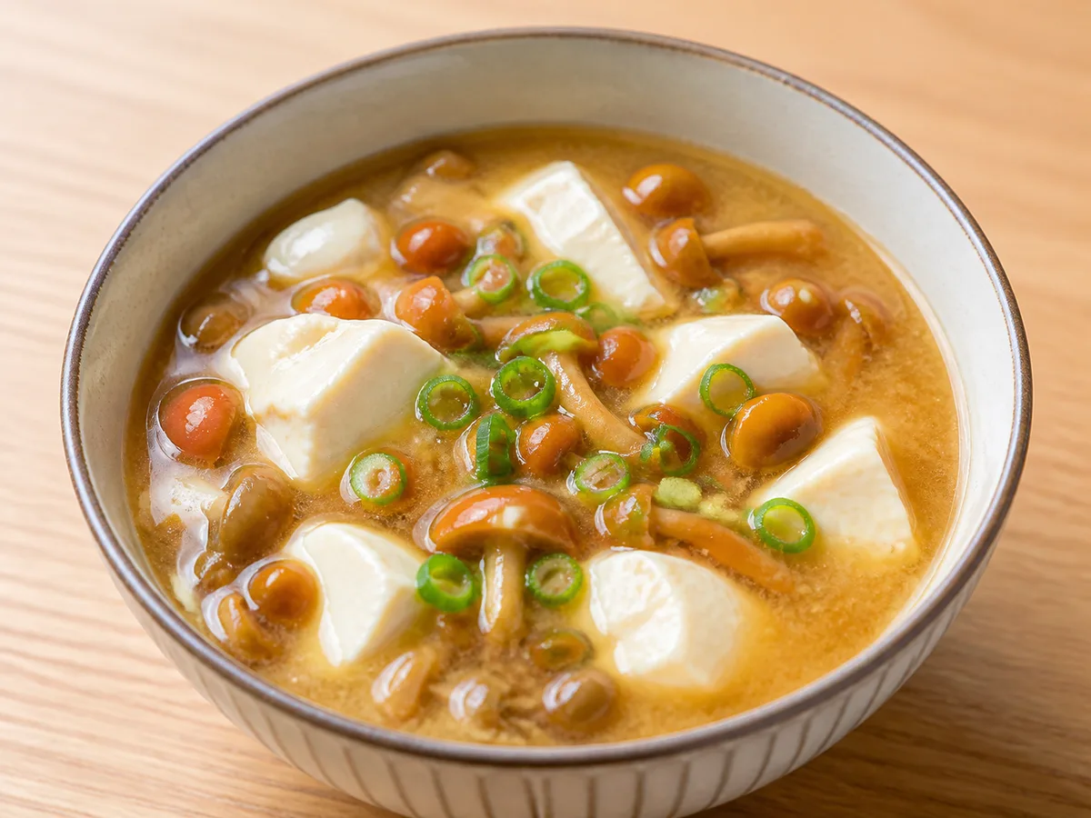 なめこと豆腐の味噌汁の完成写真